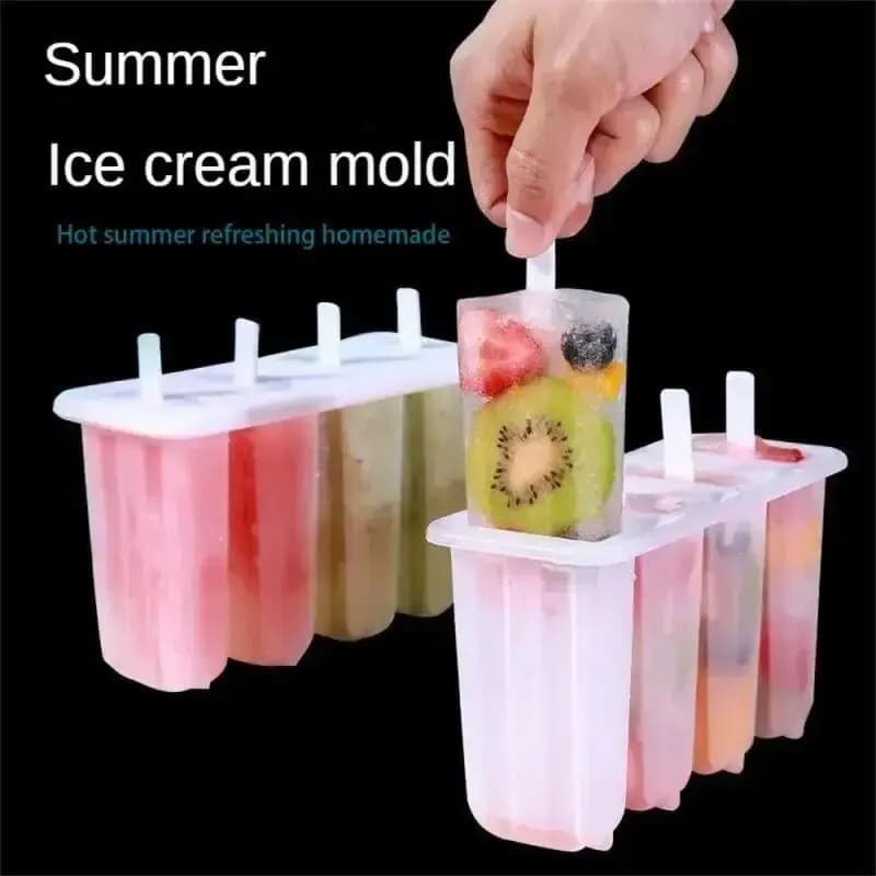 Stampo per ghiaccioli vecchio a 4 collegamenti con coperchio Stampi per gelato congelati fatti in casa con ghiaccioli di fagioli mung fatti in casa