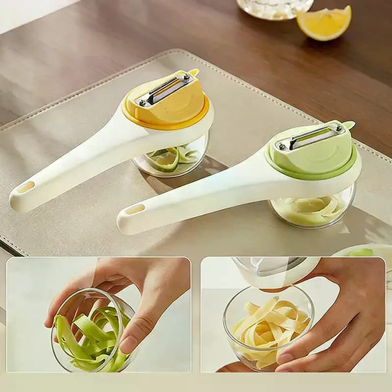 Peeler With Storage Box, Fruit And Vegetable Peeler, Double-Sided Stainless Steel Multi-Functional Peeler, Suitable For Kitchen