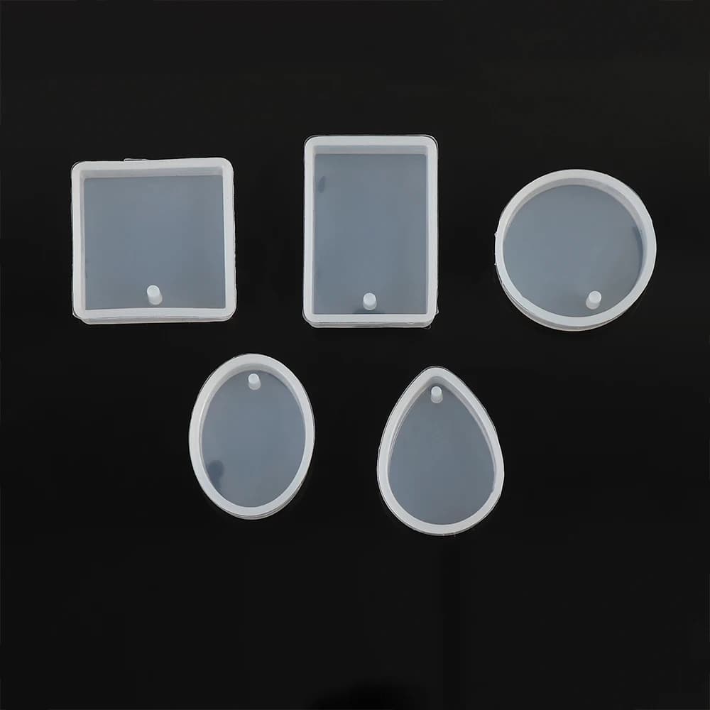 Stampo in Resina Epossidica Decorativa Ovale, Rotondo e Rettangolare, Set da 5 Pezzi, Strumento per Creazione di Gioielli Fai-da-Te
