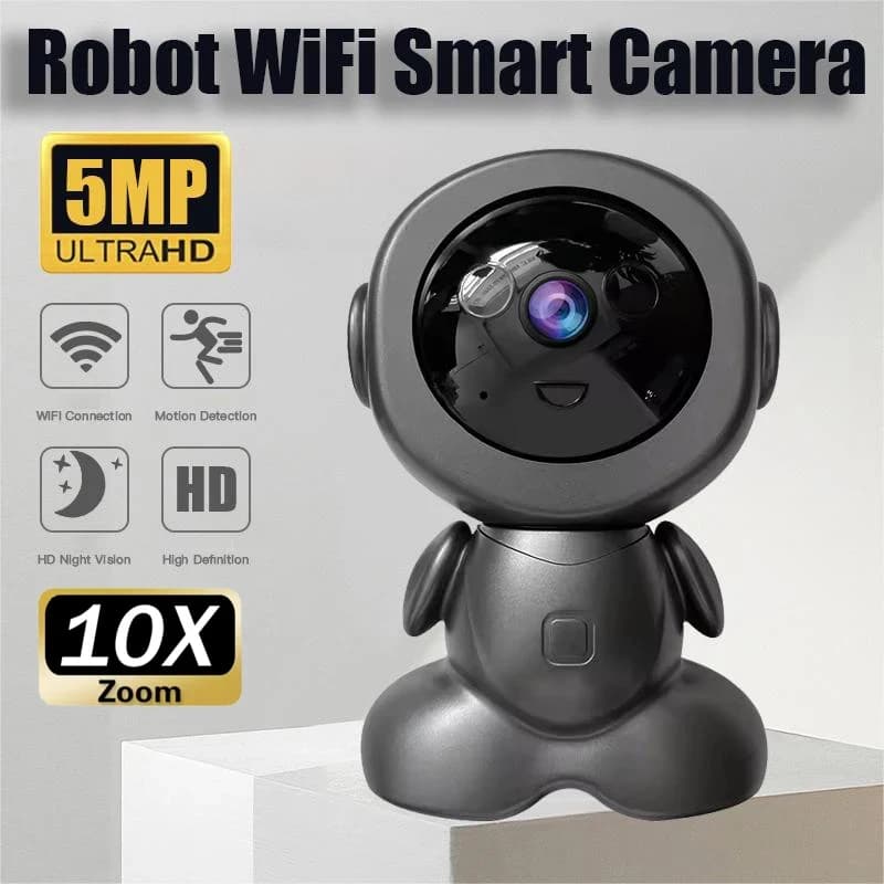 Telecamera di Sorveglianza WiFi 5MP per Interni con Visione Notturna, PTZ, Audio Bidirezionale, Protezione di Sicurezza, Webcam Smart per Casa, Telecamera Robotica