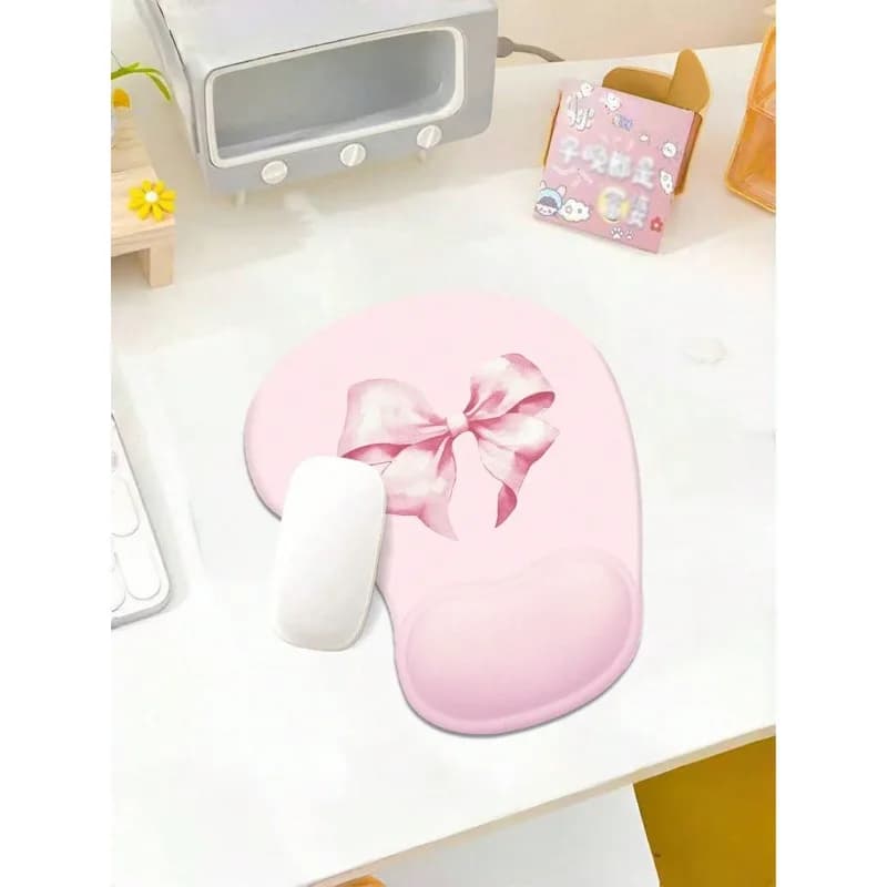 Tappetino per mouse rosa con poggia polso in gel - grazioso accessorio da ufficio, base antiscivolo in PU, adatto per computer/ufficio/casa.