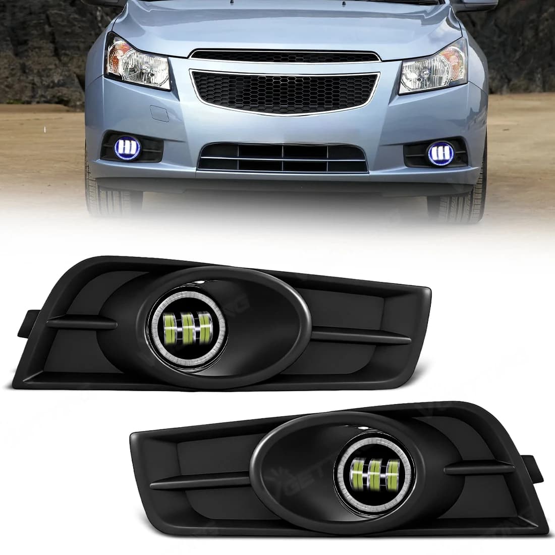 Fari Fendinebbia Group for Chevrolet Cruze 2009-2014, Front bumper with Cover and Wiring, Auto Parts