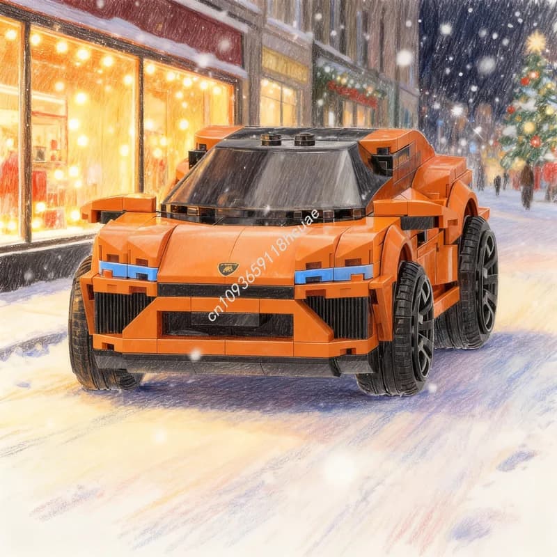 358 Pezzi MOC Lamborghini URUS Tetto Arancione Modificato Modello City Champions Giocattoli Blocchi da Costruzione Regalo di Natale Idea Architettonica