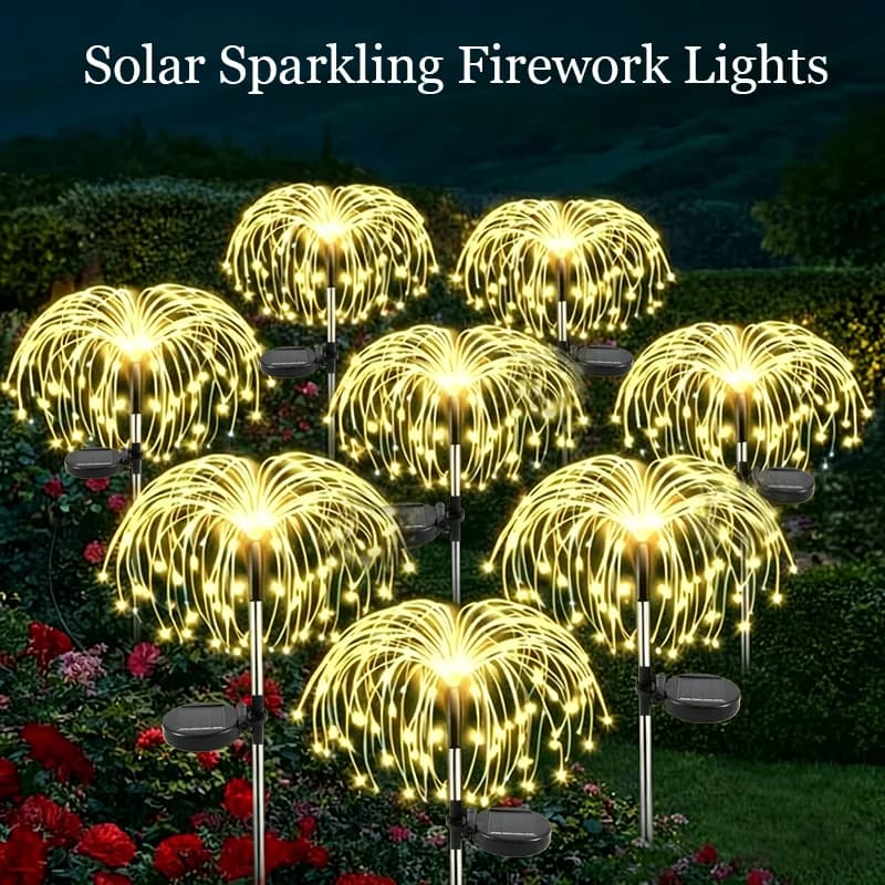 Luci Solari a Forma di Fuochi d'Artificio per Giardino, Impermeabili, Decorative per Esterni, Cortile, Patio e Sentieri