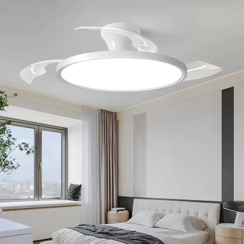 Nuovo ventilatore da soffitto ultra-sottile con lampada a LED, invisibile, con 3 pale pieghevoli, lampadario a sospensione per cucina, soggiorno, ufficio