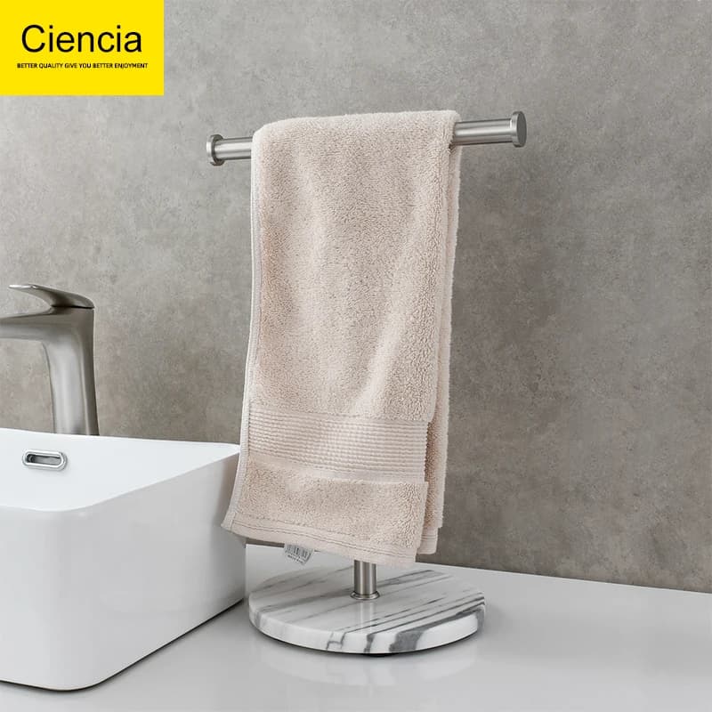 Porta asciugamani da bagno autoportante in acciaio inossidabile Ciencia 304 con base in marmo Porta carta igienica a due rotoli