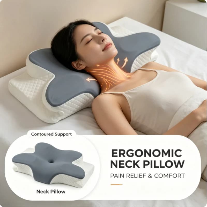 Cuscino Cervicale Rinfrescante Estivo Ergonomico in Memory Foam per Alleviare il Dolore al Collo, Supporto per Chi Dorme su un Fianco, Schiena o Stomaco
