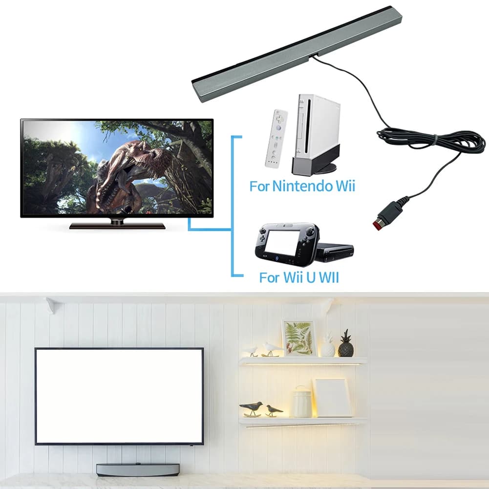 1/2/5PCS Wired Motion Sensor Receiver with Extension Cord Remote Infrared Ray IR Inductor Bar for Nintendo Wii/Wii U Console