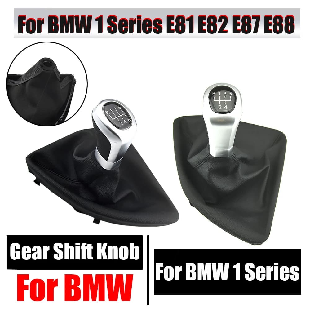 For BMW 1 Series E81 E82 E87 E88 2003-2013 5/6 Speed PU Leather Gear Shift Knob with Boot Car Styling