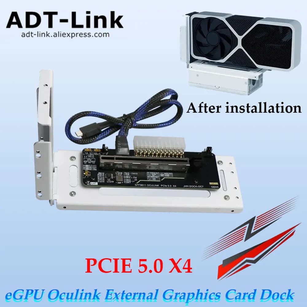 ADT-Link PCIE 5.0 X4 eGPU Oculink Scheda grafica esterna Dock GDP Laptop Docking station esterna M.2 Espansione GPU da gioco 8611