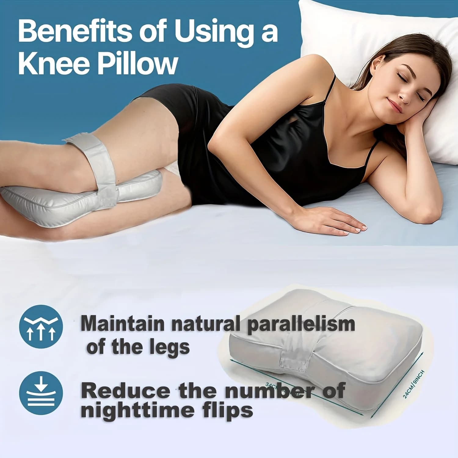 Cuscino di Supporto per Gambe, 1 Pezzo, Cuscino per Ginocchia per Chi Dorme sul Fianco, Lavabile per un Sonno Riposante