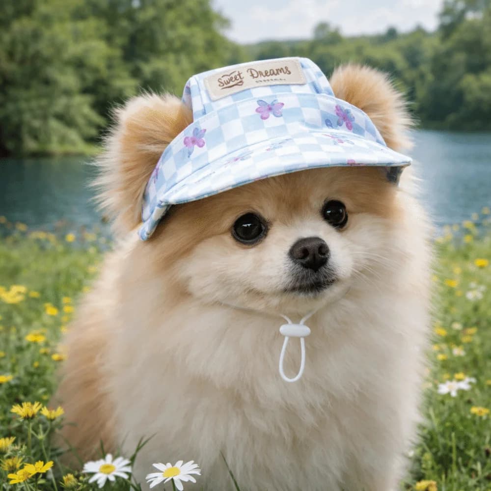 Cappello Parasole Regolabile alla Moda per Gatti con Fori per le Orecchie, Stampa Scozzese, Cappello da Sole Comodo e Colorato per Cani, Visiera per Passeggiate