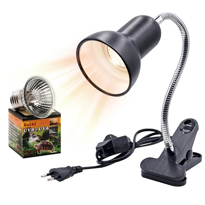 Set portalampada per rettili UVA + UVB 3.0 con termometro a clip, igrometro, lucertola, tartaruga, tartarugatura, lampadina riscaldante 220V
