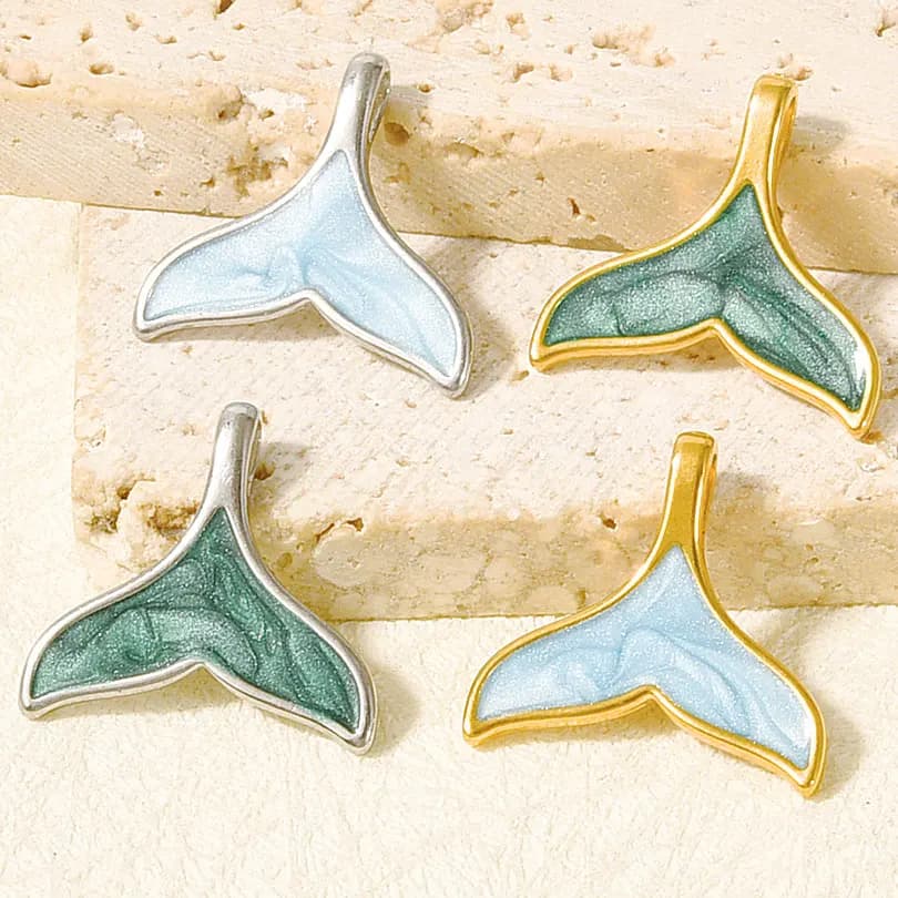 10 pezzi di alta qualità in acciaio inossidabile smalto ciondolo coda di pesce originalità pendenti adorabili fai da te fatti a mano collana braccialetto