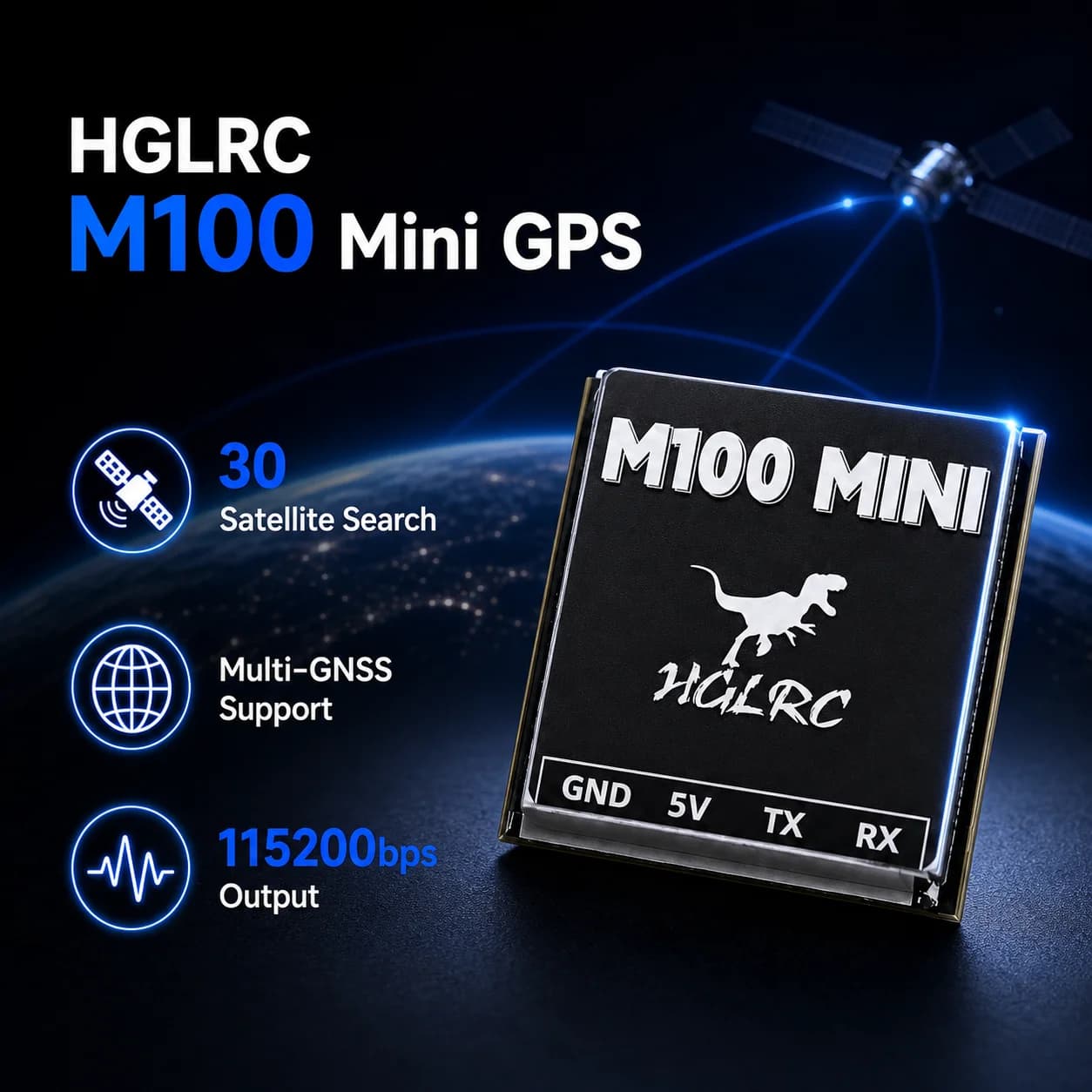 Stable Signal HGLRC M100 Mini GPS With Ceramic Antenna For Enhanced Range And Rapid Lock FPV Racing Drone Maintenance Accessory