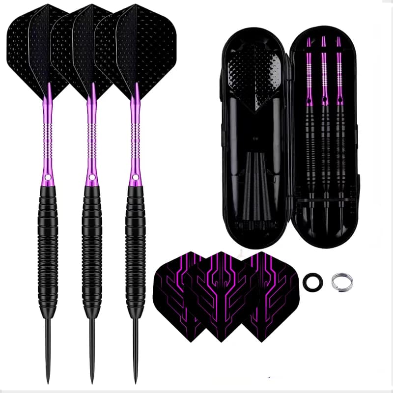 Set di punte in acciaio per freccette professionali 22g Freccette con punta in metallo Set di punte in metallo per freccette 3 aste per freccette in alluminio + 3 voli extra per freccette