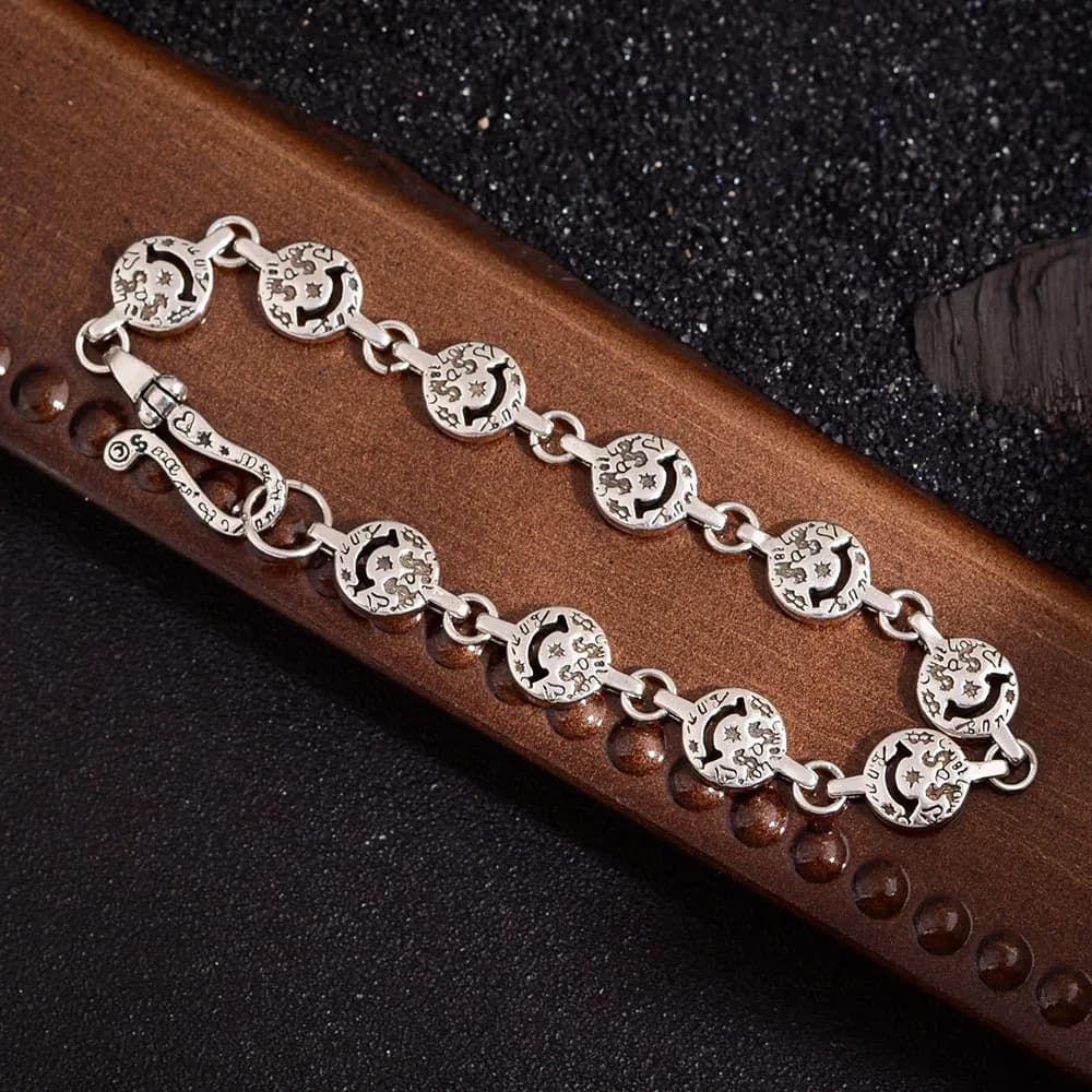 New Arrival Elegant Smile Face Retro Thai Silver Female Charm Bracelet Promotion Jewelry For Women Birthday Gifts Cheap