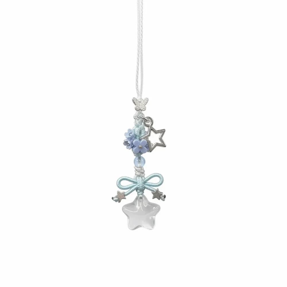 China Style Transparent Star Flower Pendant with Flake, Mano, for Bag or Cellular, Resin Decoration