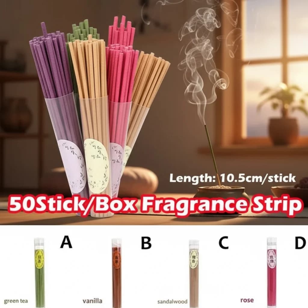 Scatola per bastoncini di incenso naturale 50 pezzi Deodorante per ambienti pulito con fragranza per aromaterapia in legno di sandalo