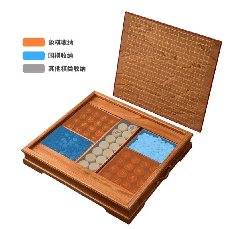 Set di Scacchi e Gobang 2-in-1, Scacchiera Bifacciale, Tavolo da Gioco Doppio Uso, Regalo per la Casa