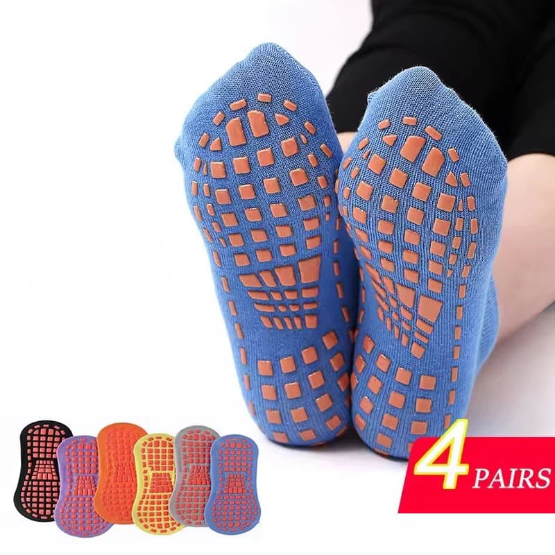 4 paia di comodi calzini da yoga in puro cotone, fitness, pilates, da donna, antiscivolo e resistenti all'usura, con massaggio in silicone