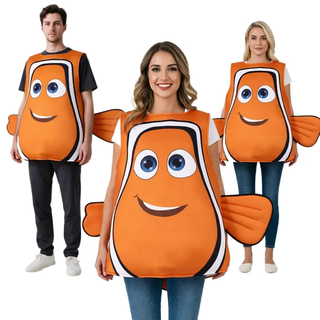 Adult Cartoon Orange Nemo Fish Cosplay Costume Sea Animal Dory Clown Fish Fancy Dress Halloween Carnival Christmas Party Outfit