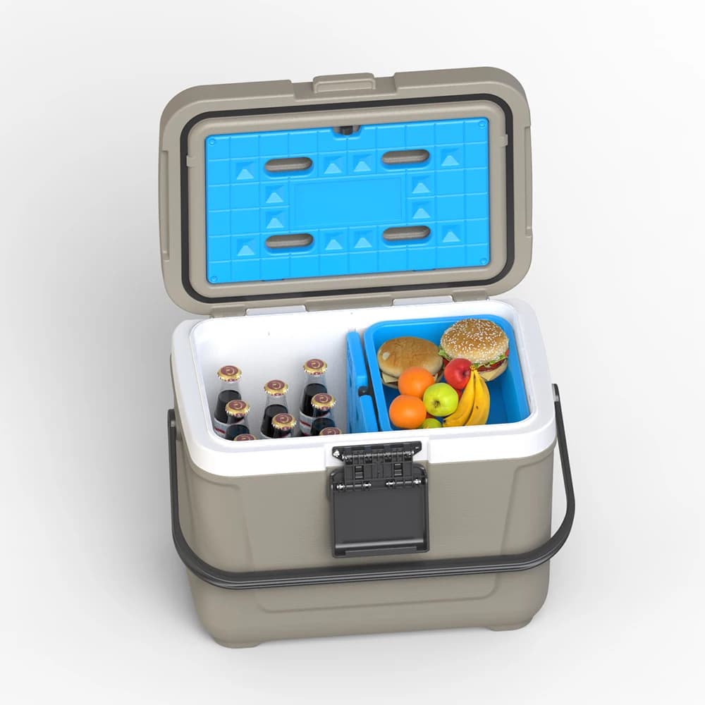 Kuer 20QT Mini scatola refrigerante portatile isolata per pranzo in plastica modellata a soffiaggio all'aperto per campeggio in auto