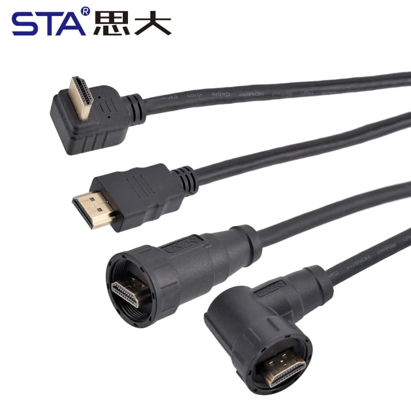 Cavo HDMI Industriale Maschio-Maschio, 4K IP67 Impermeabile con Connettore a Baionetta Filettato Dritto/Angolare, per Sistemi di Sorveglianza