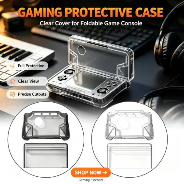 Transparent TPU Protective Case for AYN Thor Dual‑Screen Game Console Integrated Soft Handle Full Protection Precise Cutouts