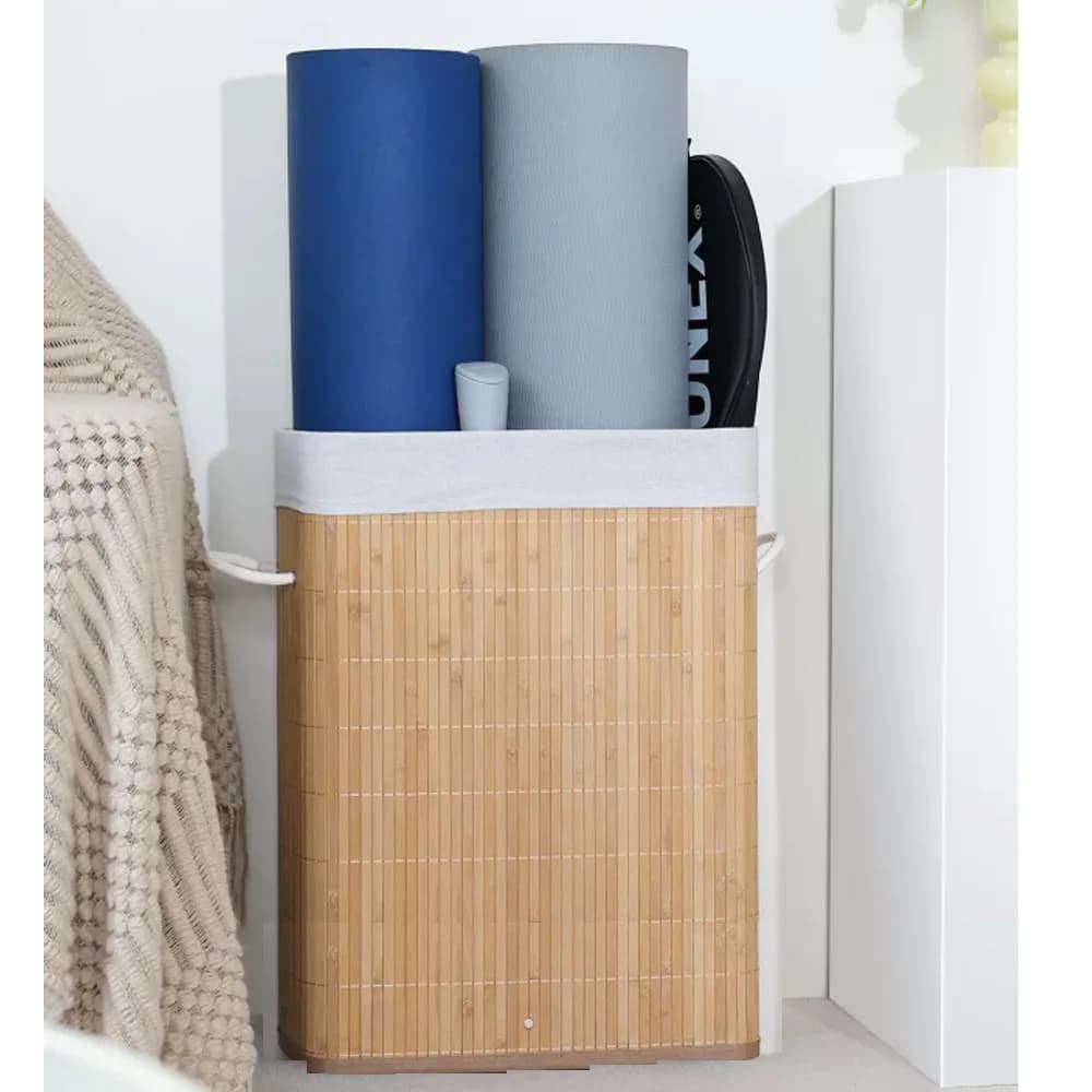 Bamboo Woven Multifunctional Storage Basket Home Use Crevice Yoga Mat Storage Bucket Dirty Clothes Basket Eco-Friendly Organizin