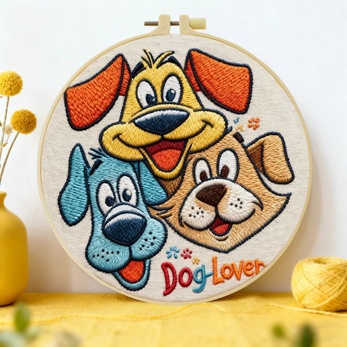Kit Ricamo Cane 20x20cm/15x15cm (7.87/6.3 pollici) - Kit Fai da Te per Ricamo, Artigianato, Cucito, Decorazioni per la Casa