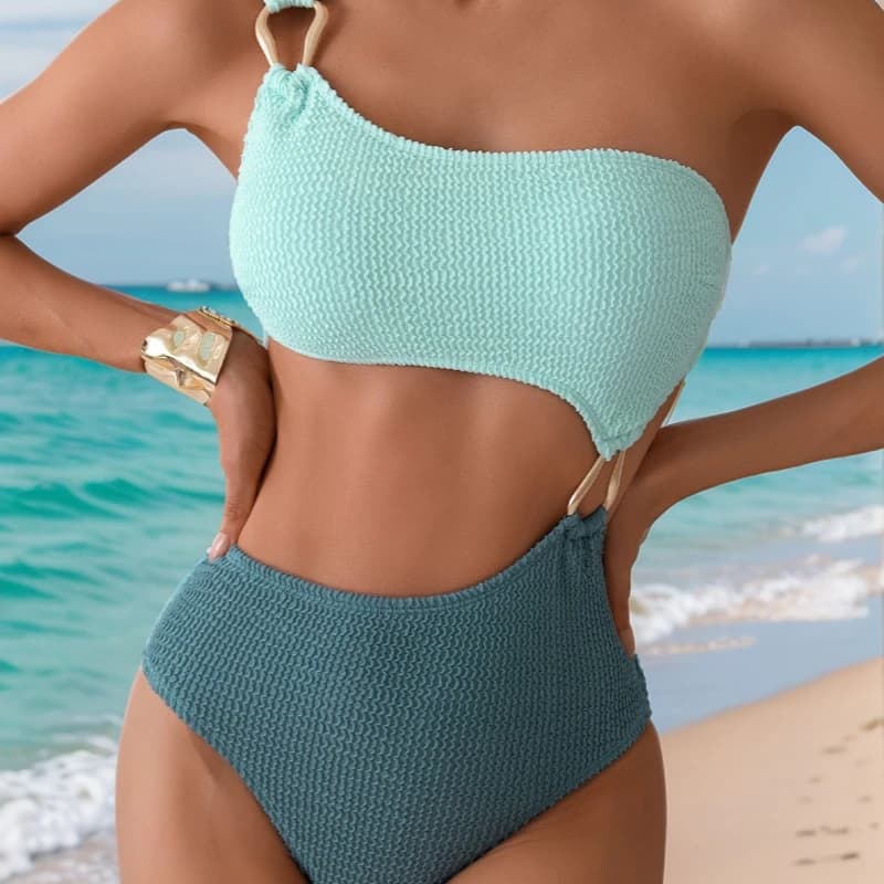 2025 Nuovo costume da bagno bikini intero sexy con serpente e lumaca a blocchi di colore