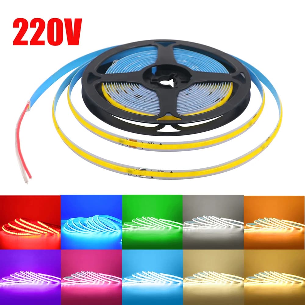 Striscia LED COB 220V Alta Luminosità 5m 10m 20m 50m Nastro luminoso flessibile con raddrizzatore IC 230V 240V AC 240LED/m Illuminazione lineare