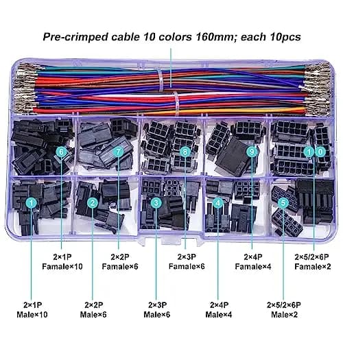 Molex Micro-Fit 3.0 dual-row connectors, 2x1–2x6 pin housing for Arduino and DIY electronics (MX3.0-MF-160)