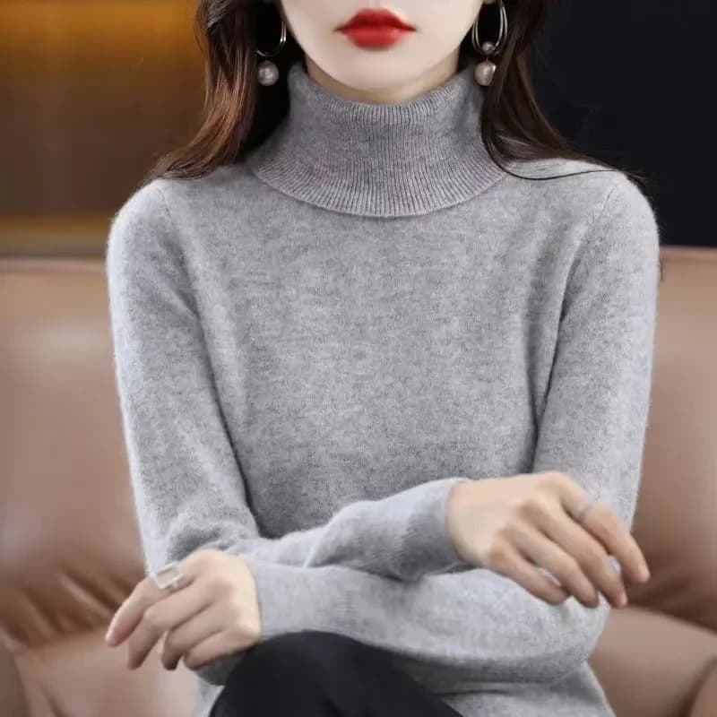 Fashion Knit Pullovers Sweater Women Sweater 2026 Autumn Winter Cashmere Turtleneck Warm Knitwear Casual Solid Bottoming Shirt