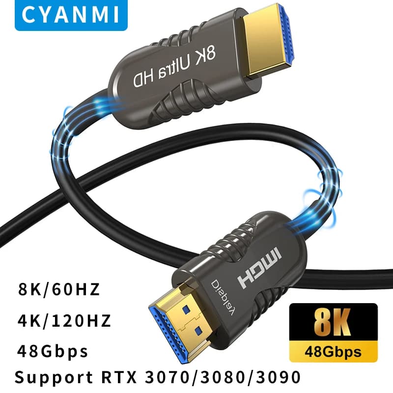 8K HDMI 2.1 cavo in fibra ottica 8K 60Hz HDMI 2.1 cavo 4K 120Hz 48gbps 10M/15M HDMI 2.1 compatibile HDCP 2.3 ear HDR HDTV PS5