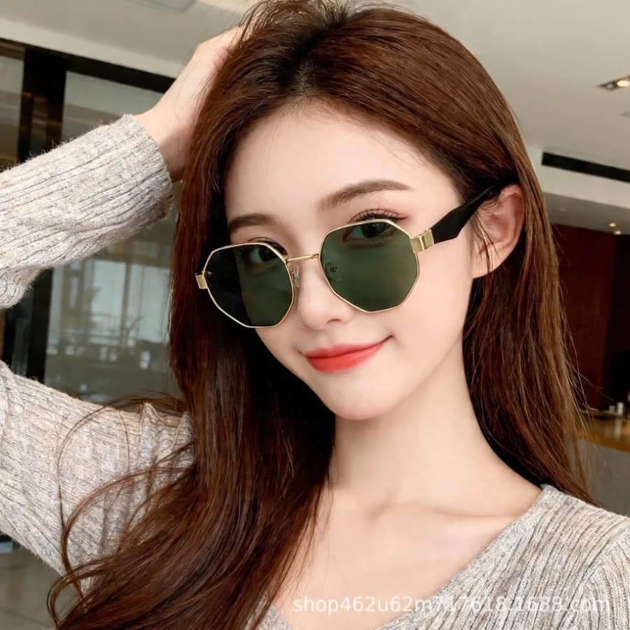 New style sunglasses women's high-end personality modern box polygonal metal women's sunglasses fashion cross-border wholesale