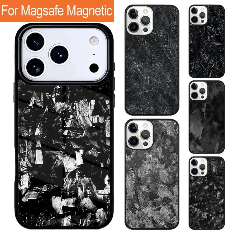 Custodia per telefono in carbonio forgiato con ricarica wireless magnetica per iPhone 17 Pro 16 15 13 12 11 Pro Max Air 14 Plus con cover MagSafe