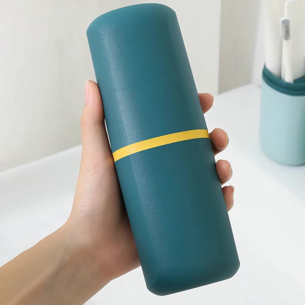 Set da Viaggio 4 Pezzi: Porta Spazzolino Multiuso, Contenitore Portatile per Dentifricio, Scatola Portaoggetti, Tazza da Bagno, Accessori da Viaggio
