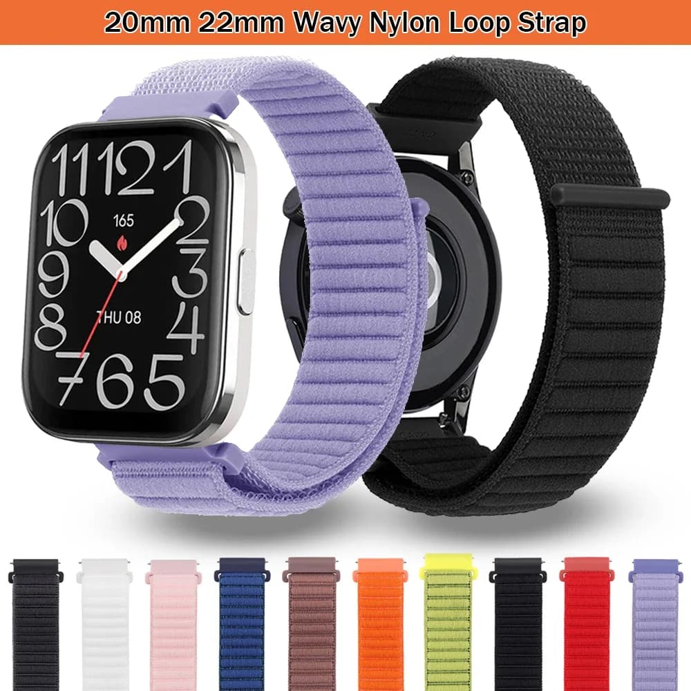 Cinturino sportivo in nylon 20mm 22mm per Amazfit Bip 5 UNITY Bip6 Band per Amazfit GTS 4/2/mini/3/GTR/4 2/47mm BALANCE Sostituisci il braccialetto
