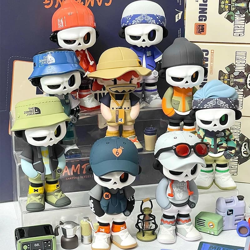 Mr.Bone Camping Series Blind Box Cool Boy Action Figure Mystery Box Mr.Bone V4 Surprise Bag Home Decor Blindbox Toy Gift