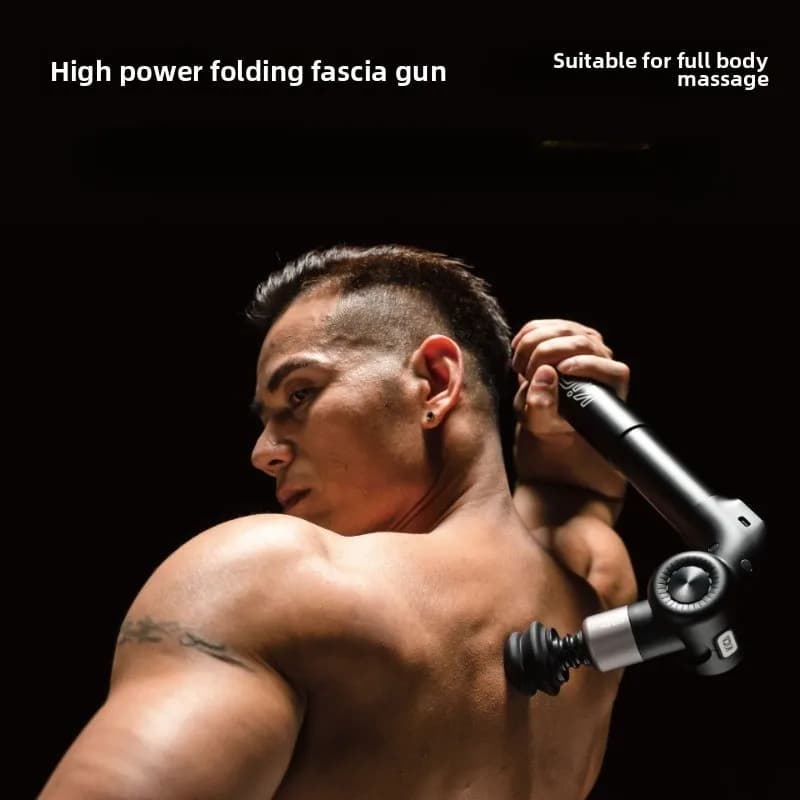 High Power Body Massage Gun 6 Head Heating Foldable Muscle Massage for Back Muscle Relaxation with 9 cm Retractable Extension Rod