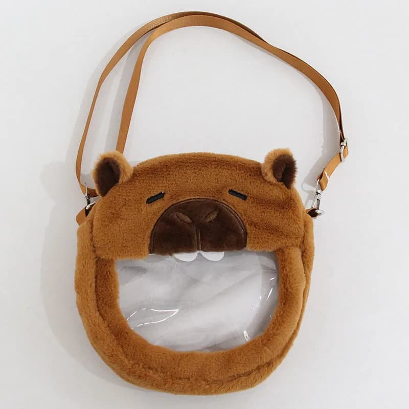 Adorabile cartone animato capibara peluche borsa divertente animale studente borsa a tracolla morbida carina piccola borsa rotonda Crossbody bambini regalo di compleanno