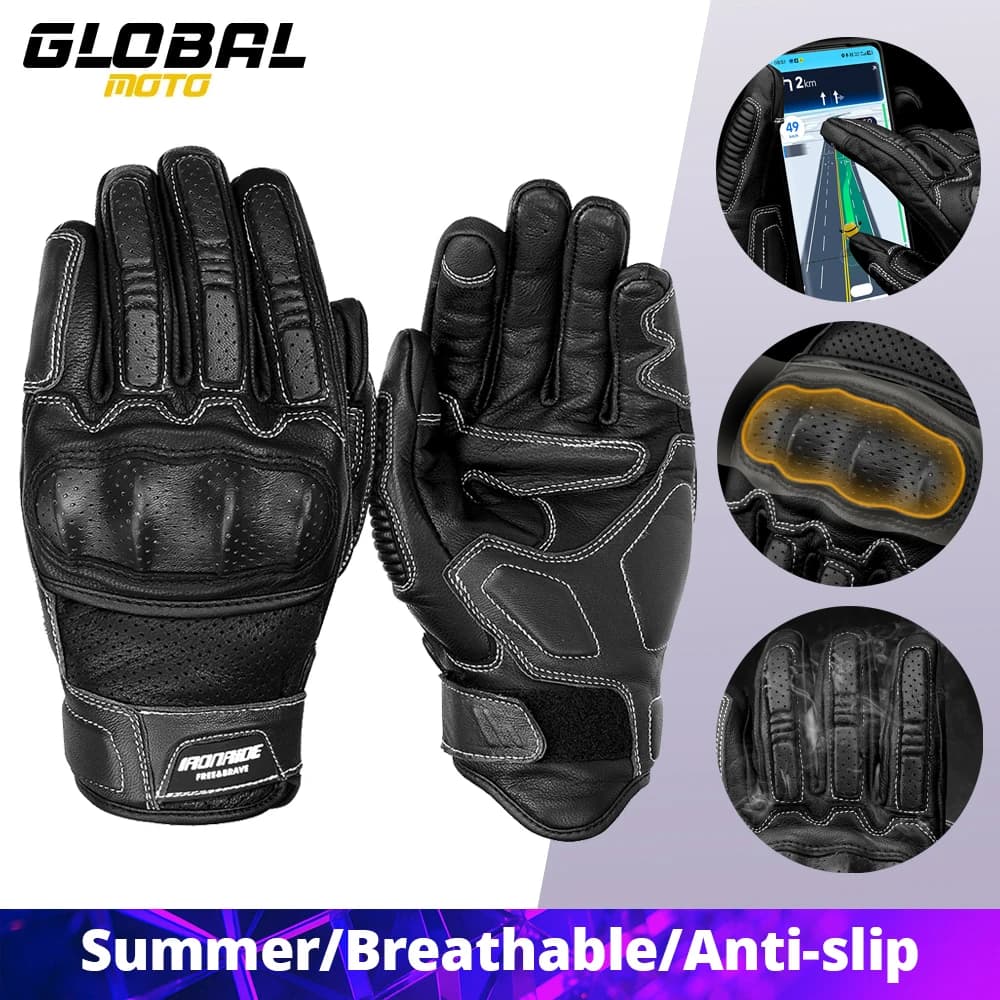 Guanti da Moto per Uomo con Touch Screen, Guanti Integrali per Motocicletta, Guanti Antiscivolo per Motocross, Traspiranti, Taglie M-2XL