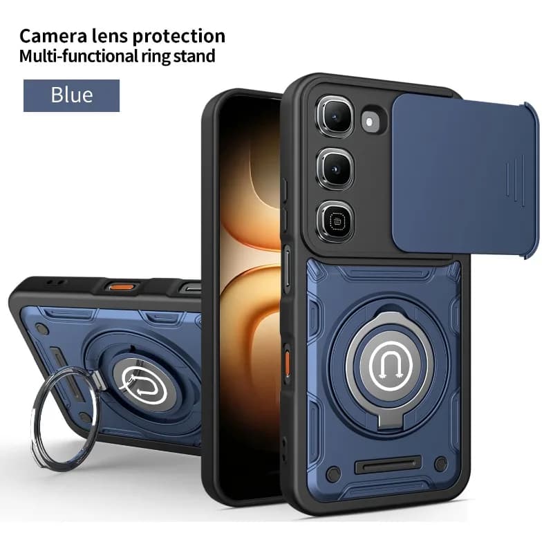 For Infinix Hot 70 Pro Armor Shockproof Slide Lens Protection Hard Case For INFINIX Hot 70Pro Magnetic Ring Holder Phone Cover