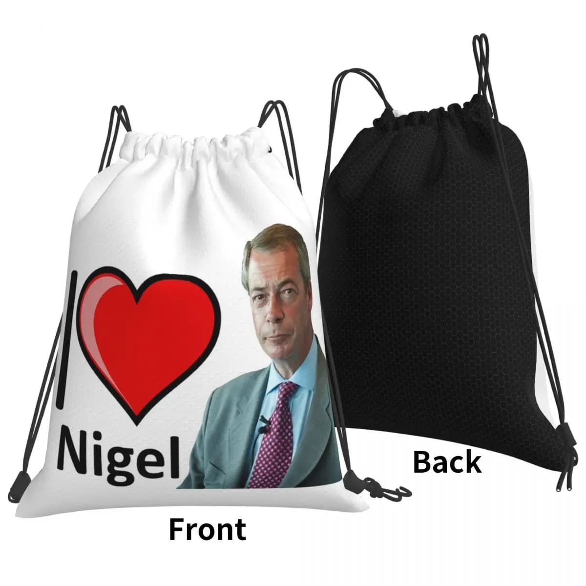 Fantastici zaini dal design I Love Nigel Farage, borse sportive portatili con coulisse, borse per libri per studenti in viaggio