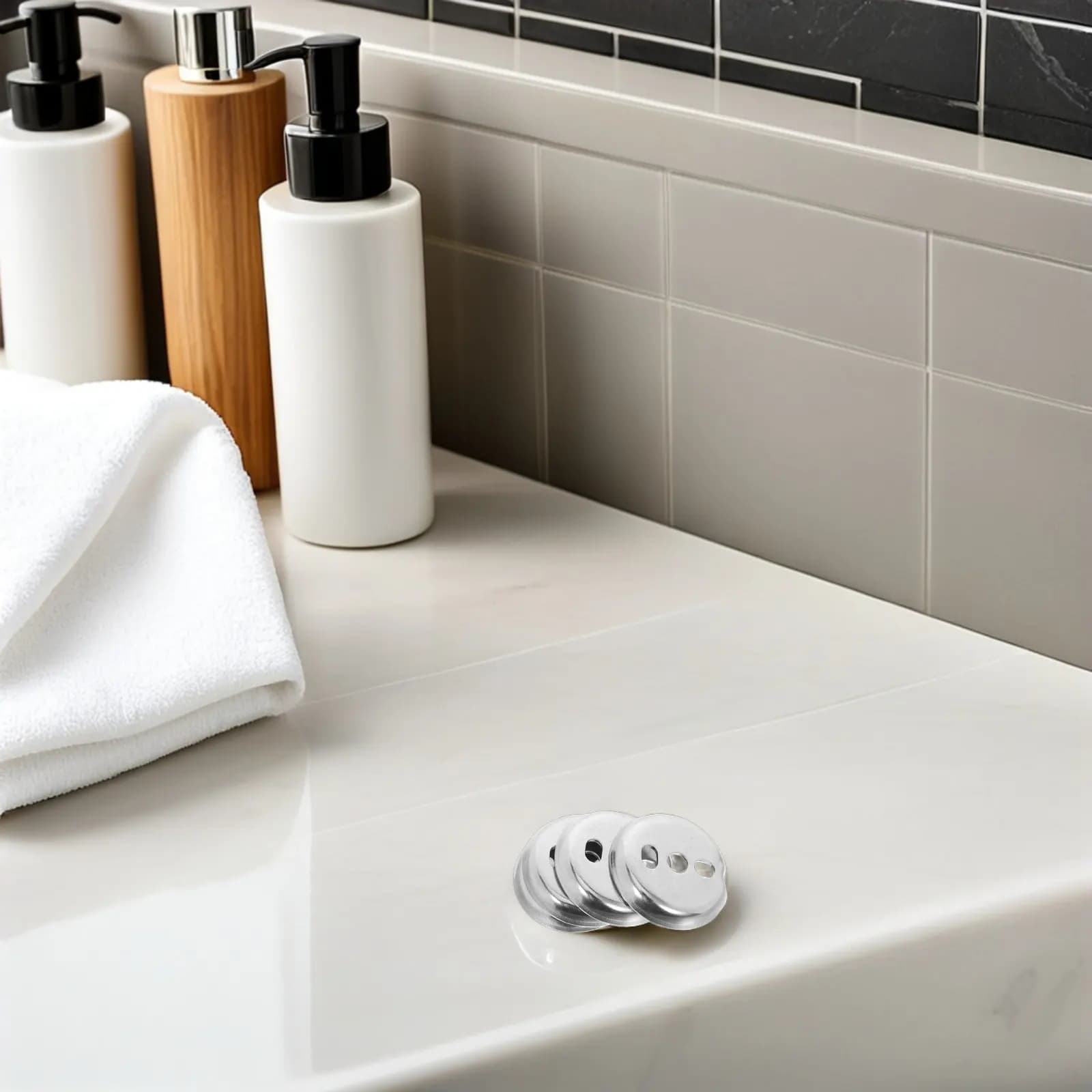 6Pcs Stainless Steel Towel Bar Mount Hardware Universal Bathroom Fixture Repair Kit for Towel Rack and Toilet Roll Holder