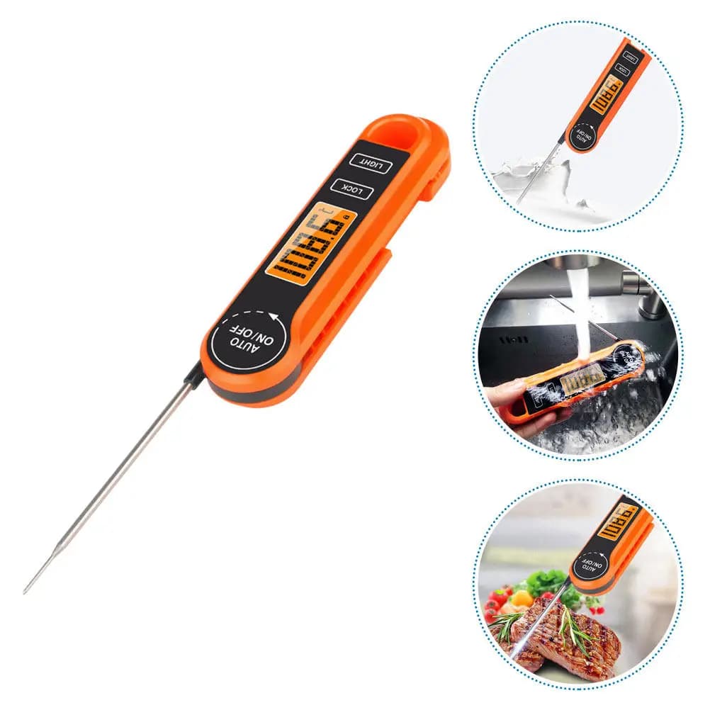Termometro Digitale Pieghevole Impermeabile a Lettura Rapida per Carne, Alimenti, Barbecue, Griglia, Affumicatura, Cucina, Ristorante, Portatile
