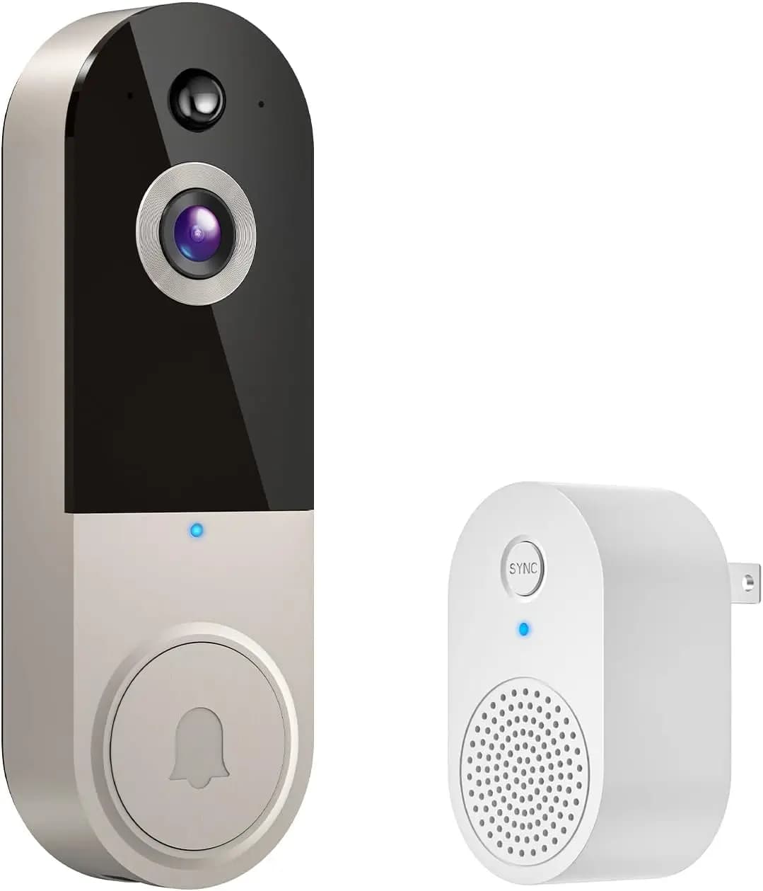 Campanello Video Wireless con Rilevamento AI, Comunicazione Bidirezionale, Visione Notturna, Archiviazione Cloud per Uso Interno ed Esterno