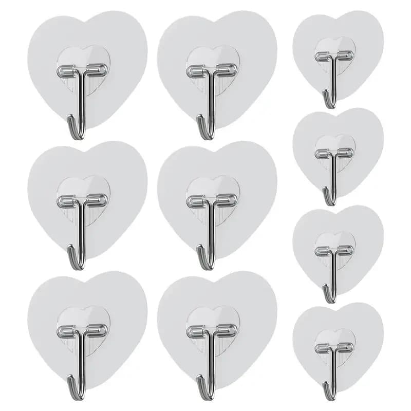 10 pezzi ganci da parete autoadesivi a forma di cuore gancio da parete multiuso portachiavi portasciugamani per accessori da cucina e bagno